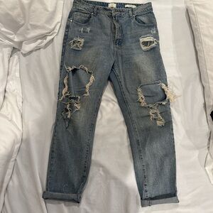 Cotton On High Rise Ripped Denim Jeans